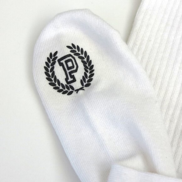 Super Rare Vintage White Knee High Socks w/ Red Macaroon Band & PINK Logo Unworn - Picture 4 of 7